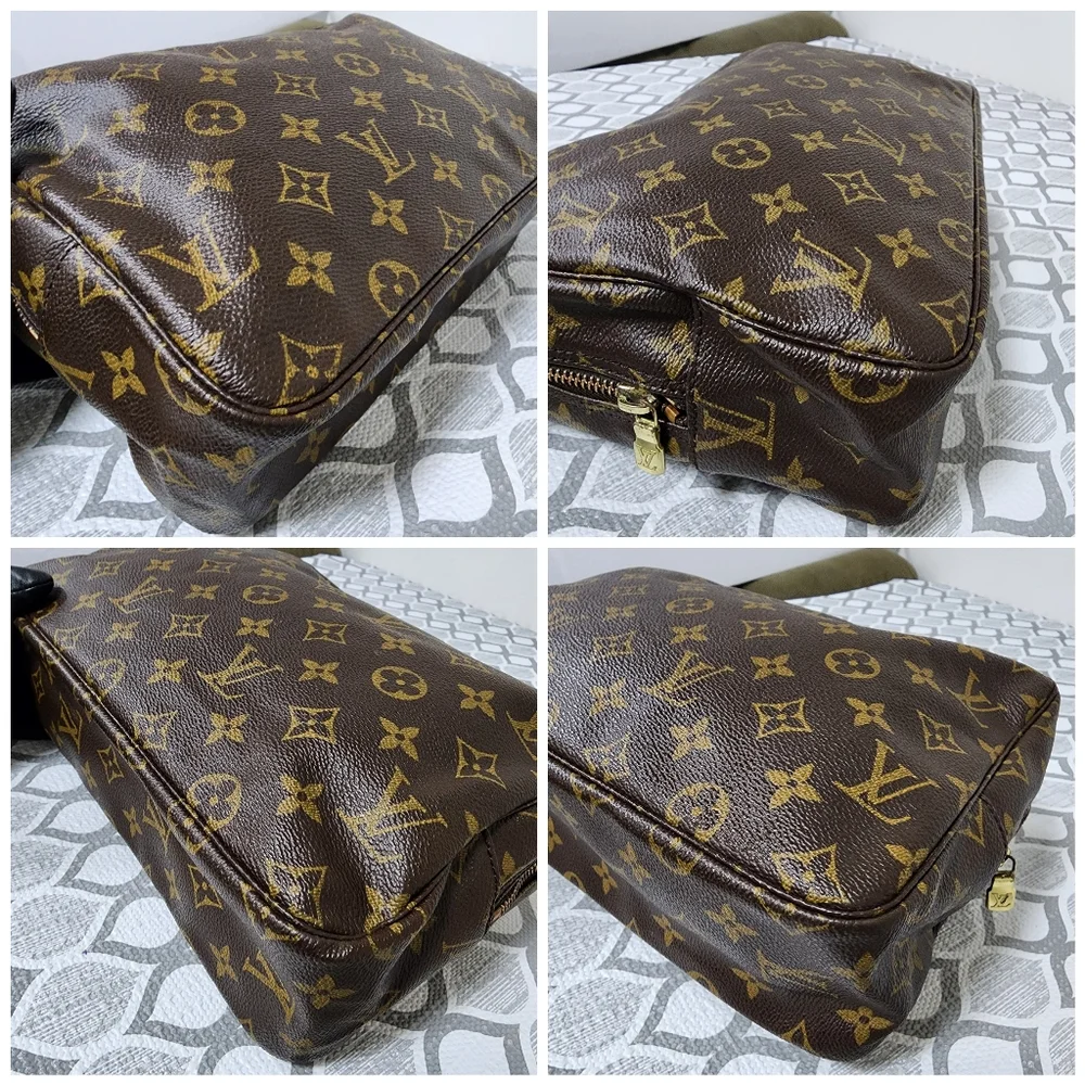 LOUIS VUITTON Monogram Canvas Trousse Toilette 28 Clutch Brown